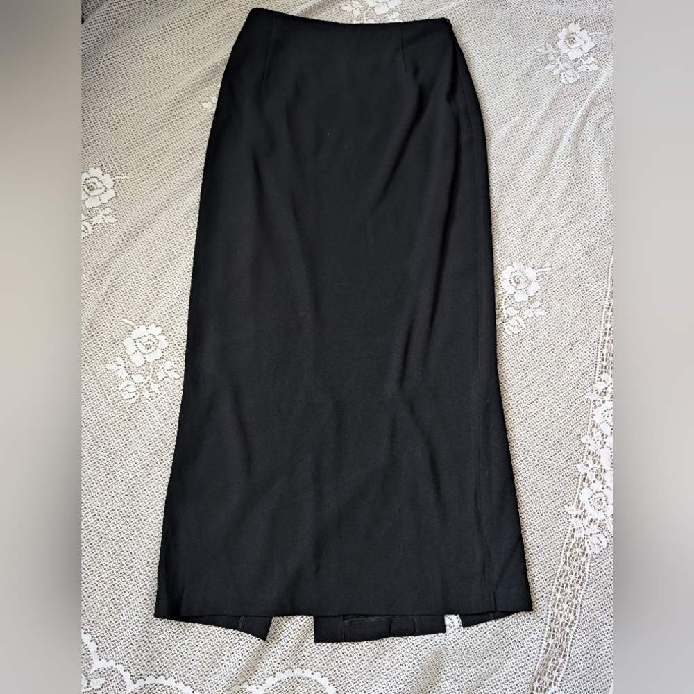 Bias Cut Maxi Skirt Black Minimalist Quiet Luxury Size 8